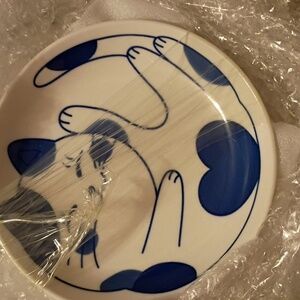 Blue and White Cat Design 41/2 Inch Sauce Dish Set Of 4.